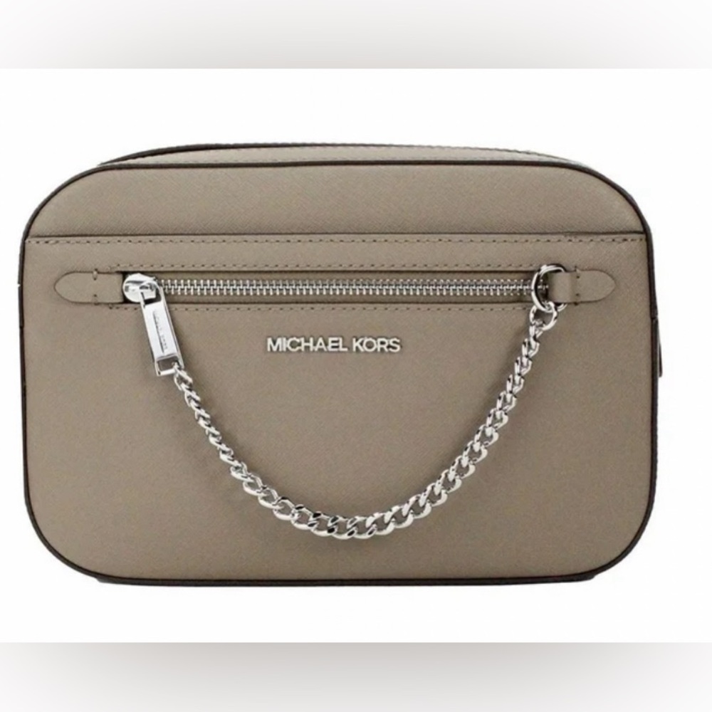 Michael Kors Women's Jet Set Logo East West Zip Chain Crossbody